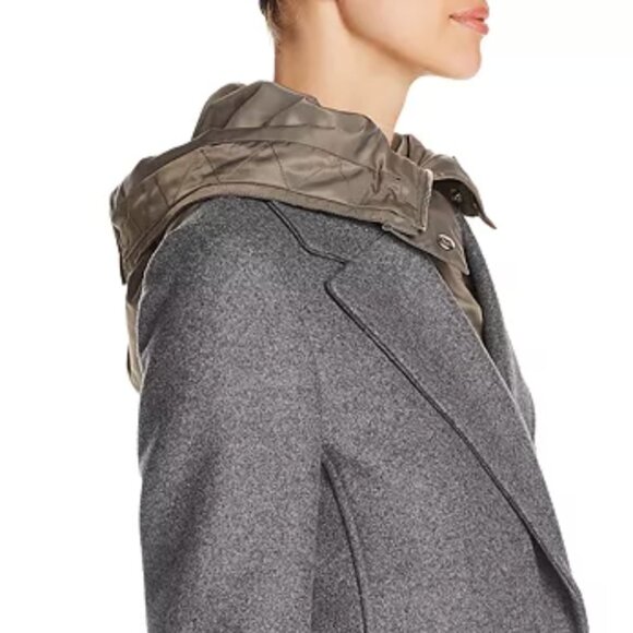 BELSTAFF ENGLAND WOMEN'S GRAY VIRGIN WOOL COAT REMOVABLE FUR COLLAR ITALY - Picture 5 of 16